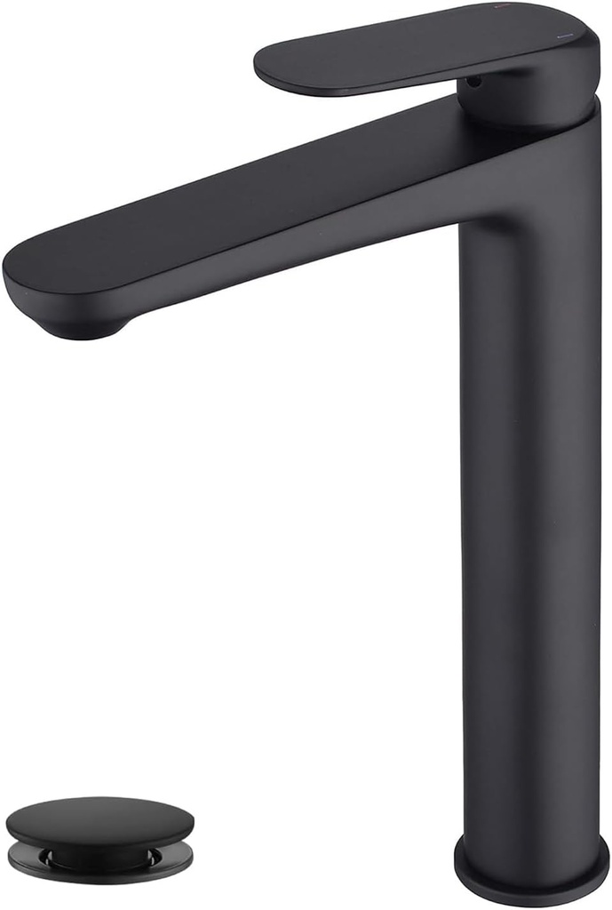 Contemporary Black Single Handle One Hole Bathroom Vessel Sink Faucet Commercial, Lavatory Vanity Vessel Sink Mixer Tap Tall Spout Deck Mount Plumbing Fixtures
