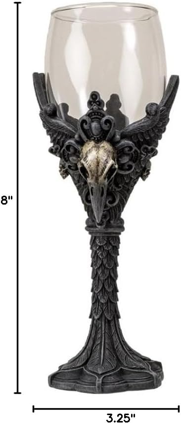 Pacific Giftware Raven Goblet, Gothic Raven Wine Glass