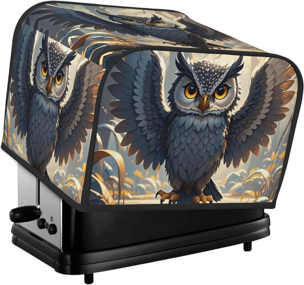Toaster Cover 2 Slice Appliance Cover Toaster Dust Cover Anime Owl Toaster Cover Super Soft Kitchen Small Dust Covers Bread Machine Covers with Pockets 14.4" x 8.3" x 10.6"