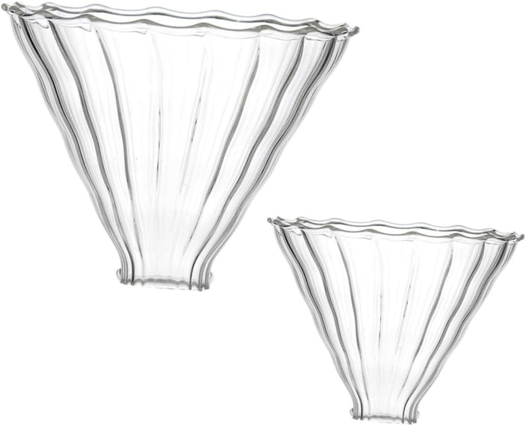 Gadpiparty 2Pcs Stripe Glass Coffee Dripper Compact Drip Filters for Tea and Coffee Stylish and Durable Funnel for Home and Cafe Use Includes