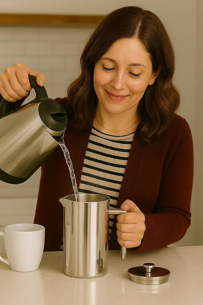 French Press Coffee Maker, 1000ml/800ml or 34oz/27oz, Stainless Steel/Glass Carafe (Stainless Steel, 1000ML / 34OZ)