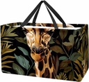 Reusable Grocery Bags for Women Large Wildlife Giraffe Jungle Pattern Shopping Tote Bag for Beach Groceries Picnic