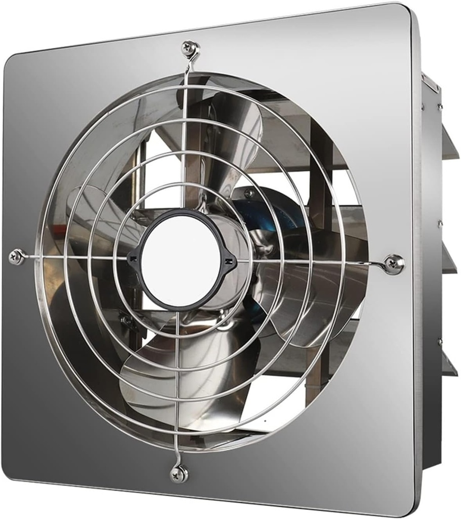 Extraction Fan Stainless Steel Adjustable Speed Exhaust Fan, 10/12inch Square Kitchen Exhaust Fan Powerful Fume Extractor, Window Ventilation Fan for Bathroom Home Bedroom Attic(10inch)