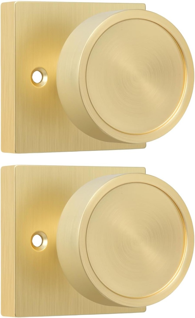 goldenwarm 1 Pack Gold Door Knobs, Gold Dummy Interior Door Knob, No-Turning Door Dummy Knob for Closet Doors, Zinc-Alloy Heavy Duty