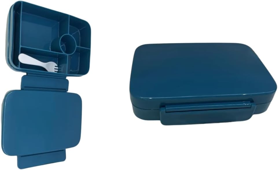 Bento Lunch Box,Container For Aduults Men Women With 6 Compartments,Lunchable Food Container With Utensils, bento box, meal prep lunch box,food holder (blue)