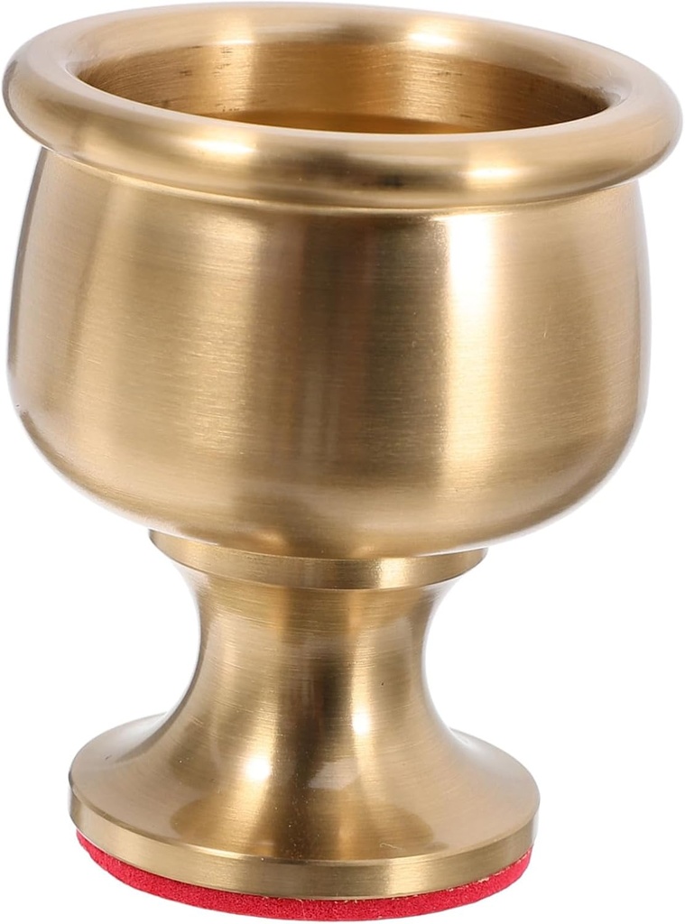 Metal Goblet Gilded Finish Brass Buddha Offering Bowl Decorative Tabletop Cup for Home Decor