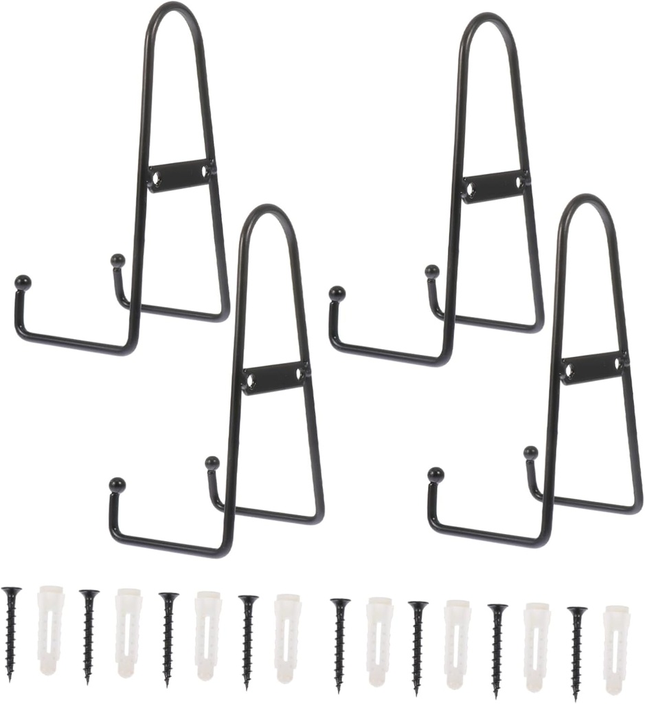 GARVALON 4pcs Metal Plate Holders Tiered Ceramic Dish Rack Display Stand for Home Decor Office