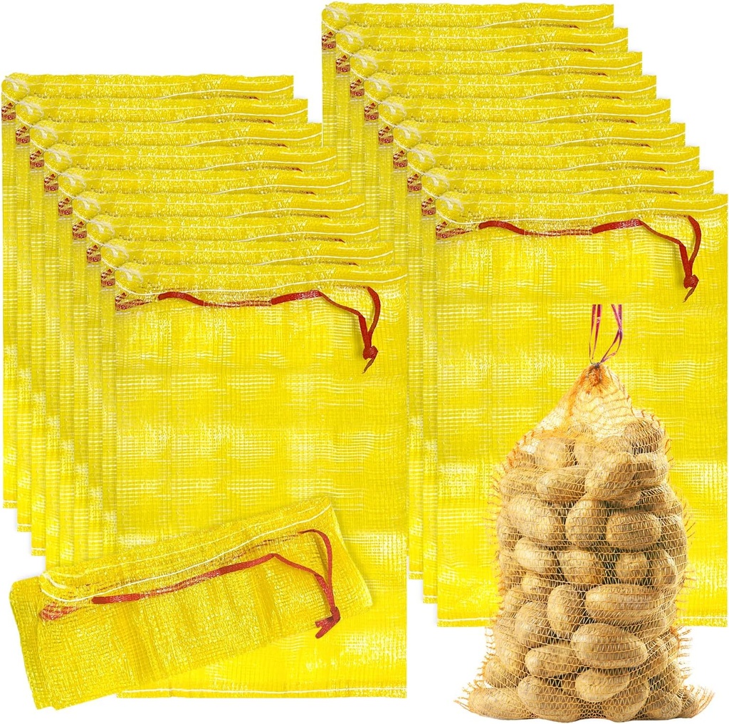 20 Pack Reusable Potato Storage Mesh Bags, 17"×25” Mesh Storage Produce Bags Reusable Vegetable Storage Bags, 20 lbs Capacity Onion Storage Washable Net Bags For Potato Garlic Fruits Seafood
