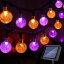 Lomotech Halloween Solar Lights - 72FT 100 LED Orange Purple String Lights Outdoor, 8 Modes Waterproof Crystal Globe Lights for Halloween Decoration