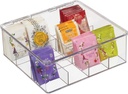 mDesign Plastic Kitchen Organiser — Practical Storage Box with 12 Compartments and Hinged Lid — Pantry Storage Box with Lid for Tea, Coffee, Spices and Other Foodstuffs — Clear