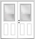 National Door Company, Exterior Double Door, Steel, 72" x 80", 1/2 Lite 2-Panel, Raise/Lower Blinds Collection, Right-Hand Inswing