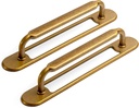 Goo-Ki 2 Pack Antique Brass Cabinet Pulls with Backplate Spacer, 5" Hole Center Zinc Alloy Kitchen Drawer Pull Handles Hardware for Furniture