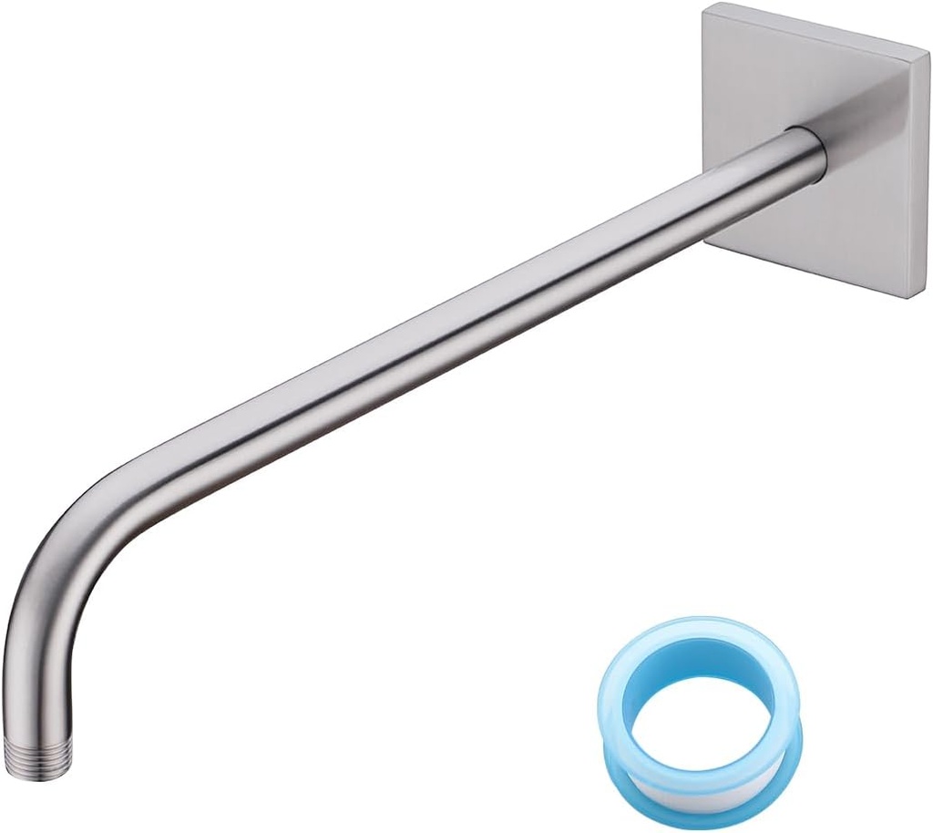 16 Inch Shower Head Extension Arm Wall Mounted Rainfall Extend Pipe Tube Stainless Steel Bathroom Accessories Brushed Nickel,SW-91018-16BN-SQ.