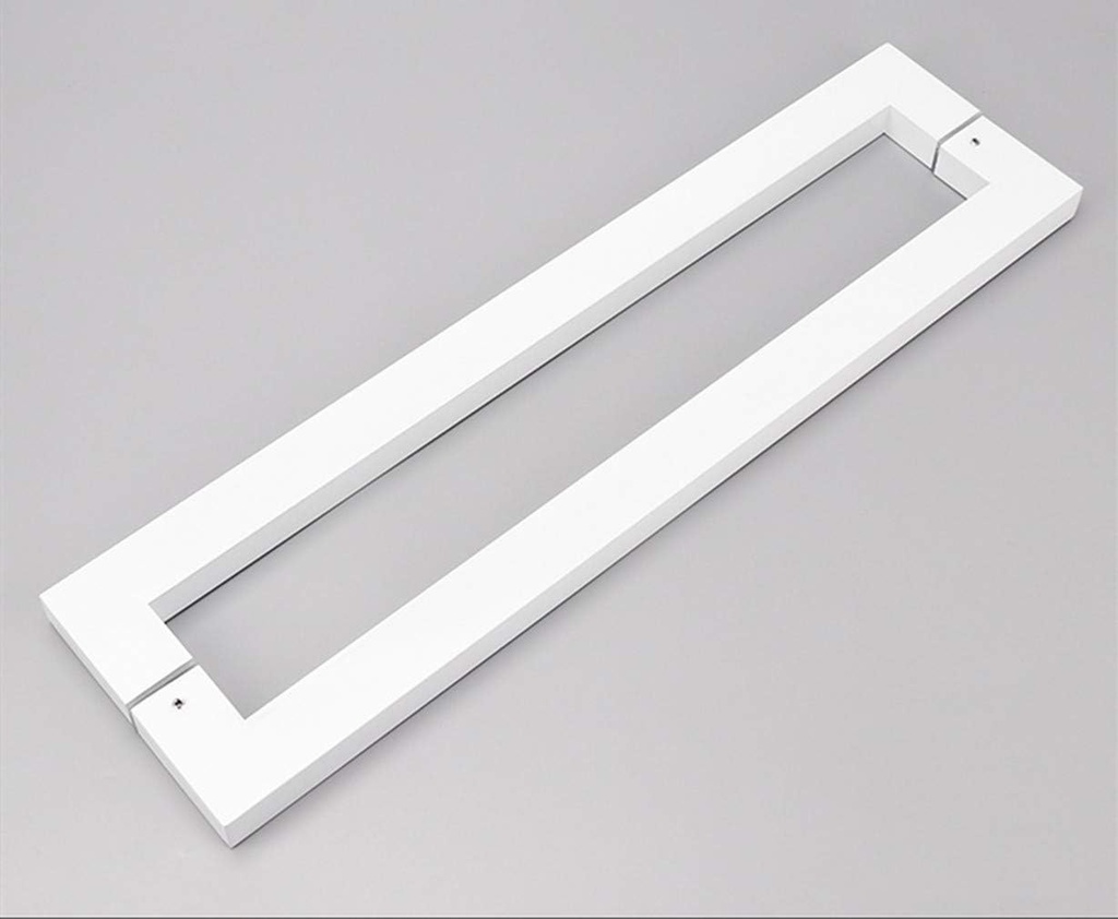Glass Door Handle Set,Stainless Steel Double Side Bar Handle,Square Shop Push Door Pull,Back to Back Handle,for Wood Timber Steel Barn Door/White/1200Mm