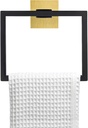 TNOMS Black and Gold Towel Ring Modern Square Hand Towel Bar,Towel Holder for Bathroom,Wall Mount Stainless Steel