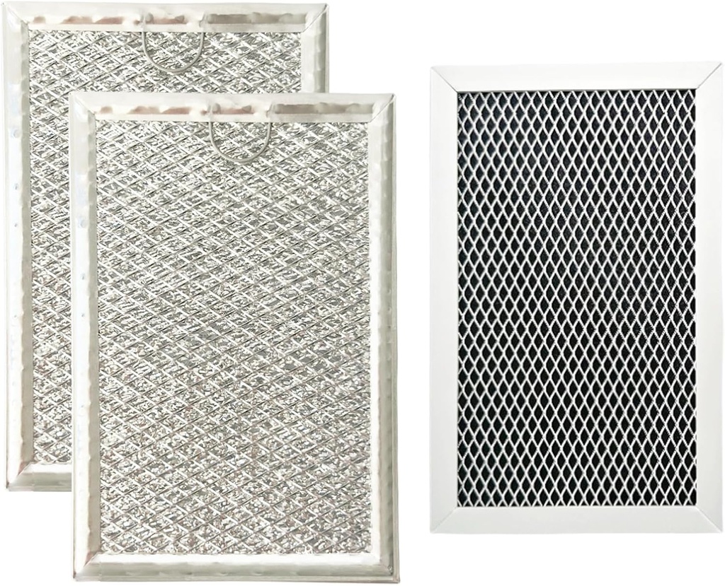 3 Pcs Microwave Charcoal and Grease Filter Set Fit for GE JVM6175EK5ES, JVM6172SK5SS, JVM6175SK5SS, JVM6175YK5FS