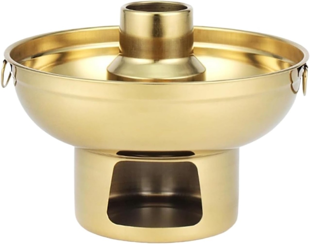 Chinese Charcoal Hotpot Chinese Copper Hot Pot Stainless Steel Dry Ice Hot Pot Cookware Portable Charcoal Golden Hot Pot Copper Hot Pot(22cm)