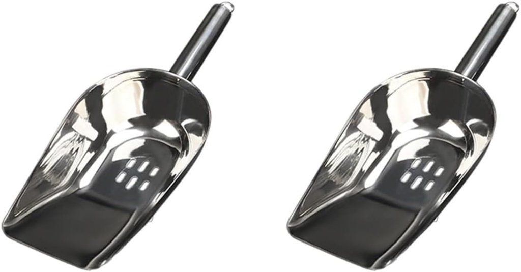 Cabilock 2pcs Stainless Steel Ice Filter Scoop Comfortable Handle Medium-sized Kitchen Tool for Home Bar and Party Use Food-grade Resistant Design