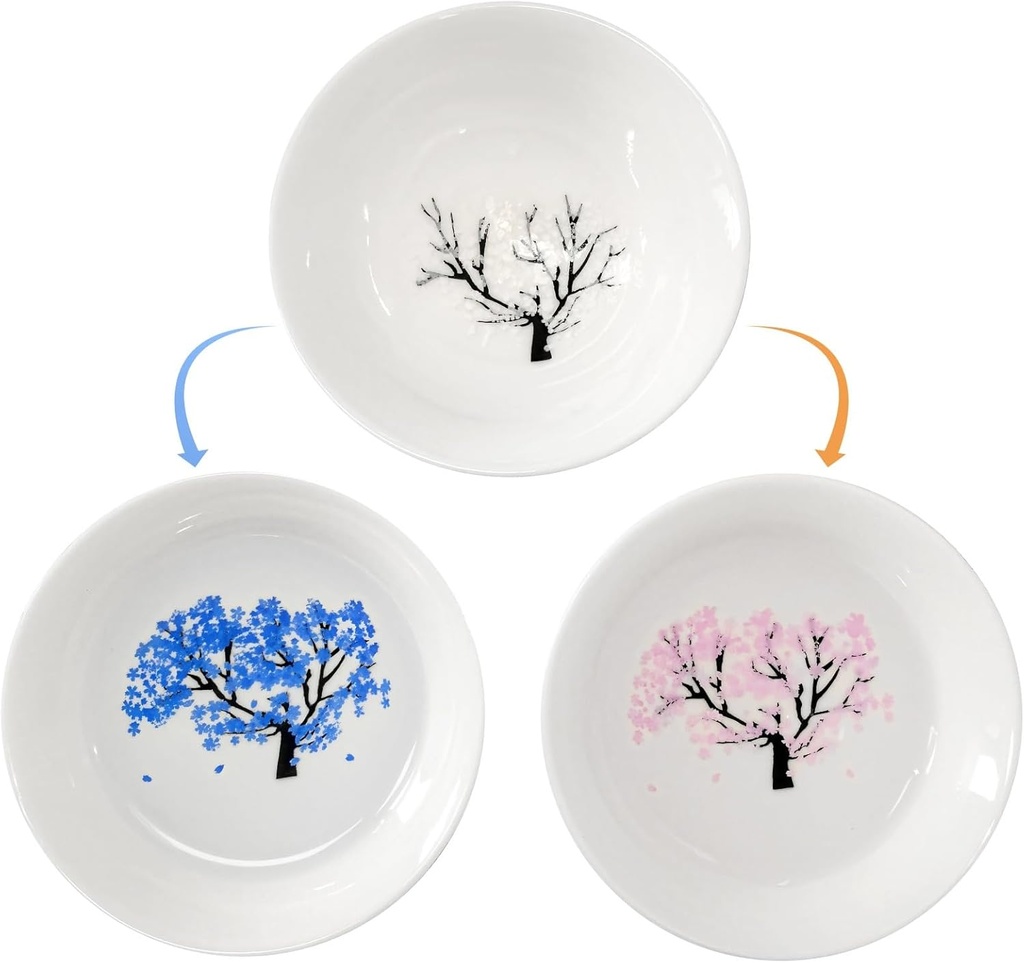 Japanese Ceramic Sake Cup, Heat-Activated Cherry Blossom Design, Ideal for Tea Or Sake