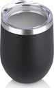 DOMICARE Stainless Steel Wine Tumbler Bulk with Lid, Personalized Insulated Tumblers Set, 12oz Travel Coffee Cups Pack of 1, Black