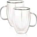 16 Oz Insulated Glass Mugs – Double Wall Coffee Mugs for Tea, Cappuccino, Iced Coffee, Latte, Hot Beverages – Microwave & Dishwasher Safe, Set of 2