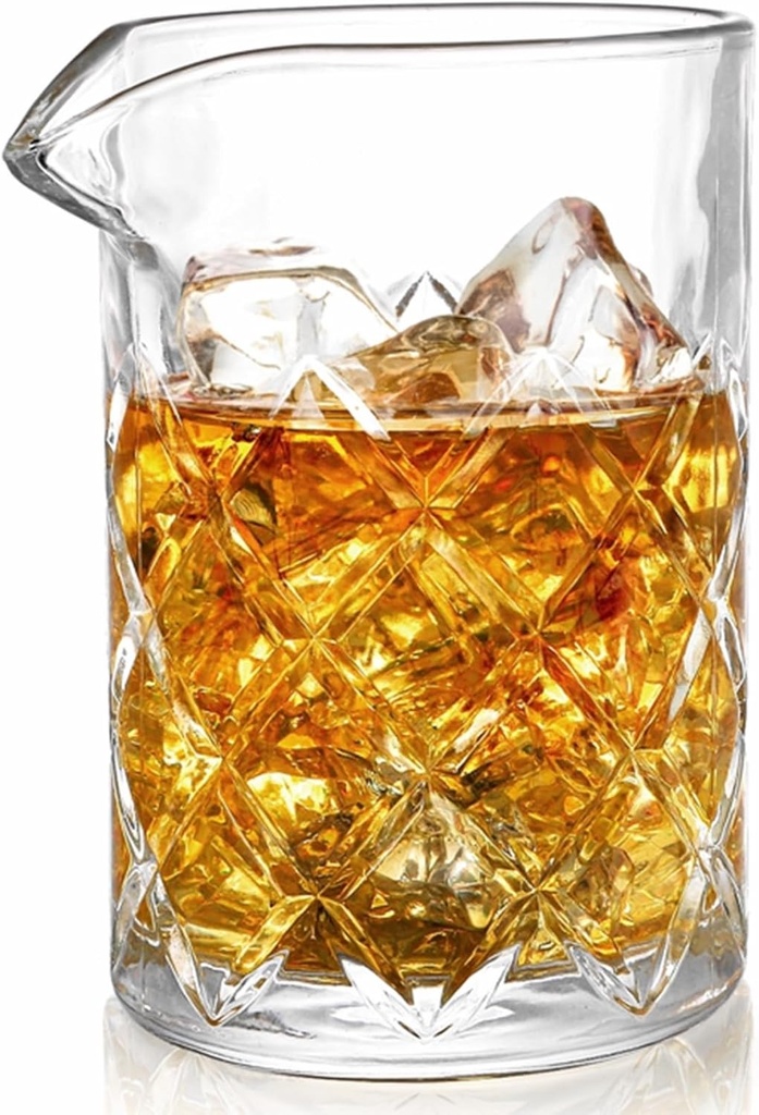 Tebery Seamless Crystal Cocktail Mixing Glass for Stirring Drinks, 16Oz Thick Bottom Bar Mixing Pitcher, Stirring Glass Drink Maker for Bar, Bartenders