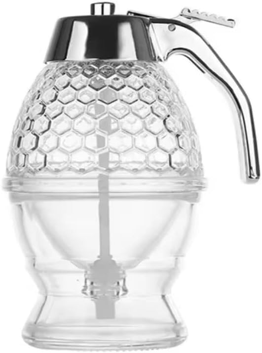 Syrup Dispenser for Pancakes,Honey Dispenser No Drip with Stand,Syrup Extruder,Honey Comb Shaped Honey Bottle