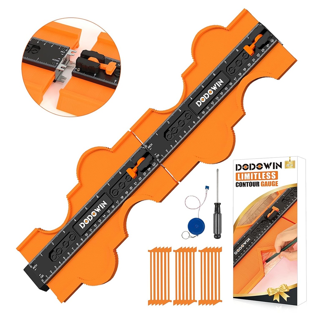 DODOWIN Contour Gauge Unlimited Connection Profile Tool 20 inch, Super Gauge Shape Outline Tool, Gift for Men Dad Him Husband，Welding Floor Woodworking Tool Tracing