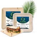 Palm Leaf Plates 50 Pc -10" & 7" Square Bamboo Disposable Plates, Heavy-Duty Biodegradable Dinnerware Set, Sustainable Plate, Microwave Safe, Party Plate for Weddings, BBQs & Events