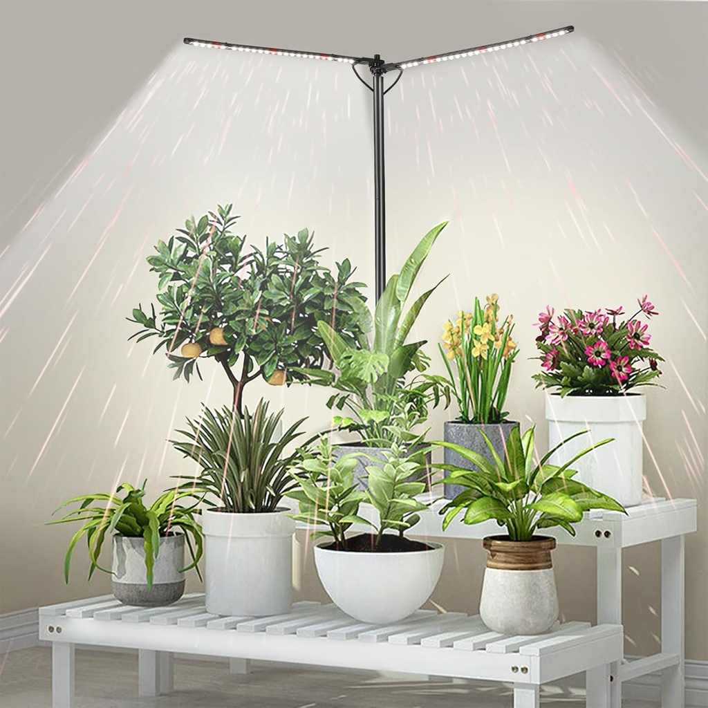 Plant Grow Lights for Indoor Plants Full Spectrum with 3/6/9H Timer & Dimming, Slim Plant Lights for Indoor Growing with 6000K White Red LEDs for Various Plants