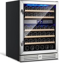 46 Bottle Wine Cooler Refrigerator, 24 in Dual Zone Built-in Wine Fridge, Under Counter Wine Cellar, Double-Layer Tempered Glass Door with Lock, Digital Temperature Control