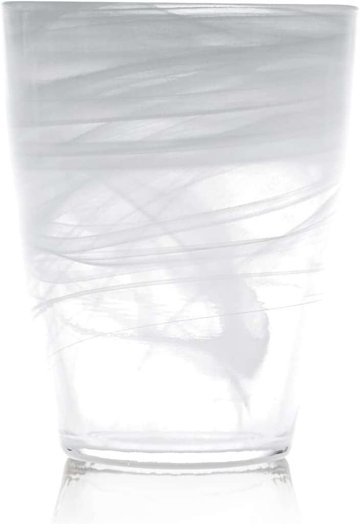 H&H Alabastro Set of 6 Glasses, Glass, White, 350 ml, 9x9x11 cm, 6 Units