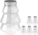 UPKOCH 6Pcs 500ml Clear Plastic Christmas Tree Candy Jars with Lids, 9cm Diameter, 14cm Height, Small Pumpkin Cookie Jars for Xmas Biscuits, Holiday Beverage Bottles, Party Favors, and Candy Buffet