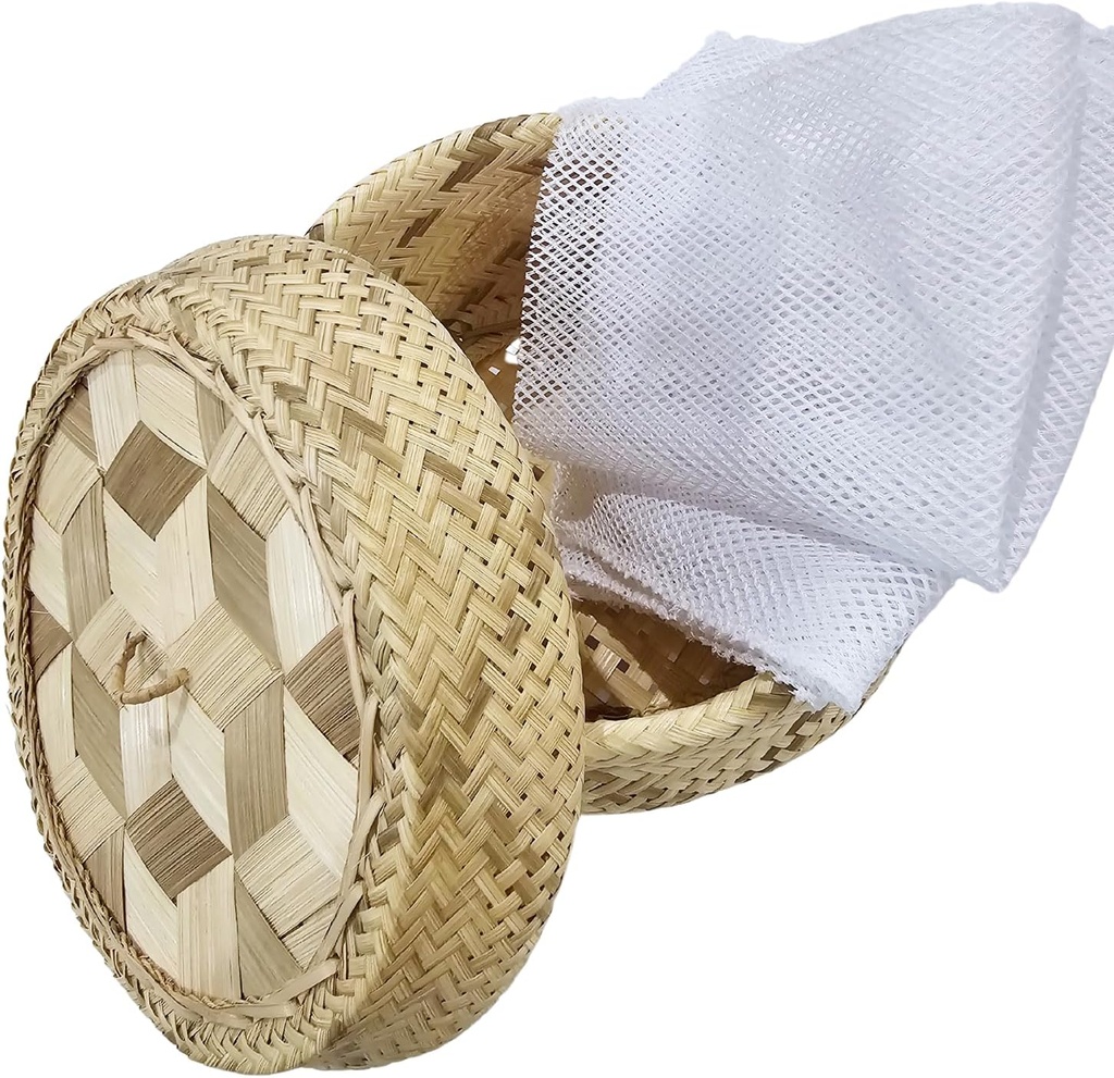 Professional Basket Bamboo Wickerwork Thai Traditional Rice Sticky Steamer with Lid Sticky Rice Cooker Steamer Home Electric Cooker Safe