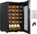 24 Bottle Wine Cooler Refrigerator - Freestanding Compressor Wine Fridge With Digital Temperature Control (40°F-65°F) - Full Glass Door for Red, White, Champagne & Sparkling Wine
