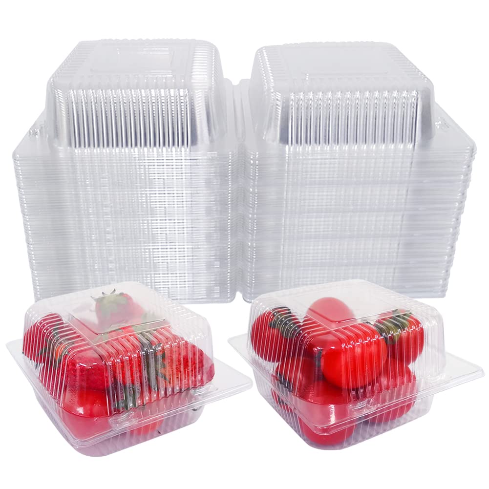 200 PCS 5x5 Inch Plastic Clamshell Take Out Tray,Disposable Sturdy Hinged LoafContainers,to go containers 56XU016V07EL04QFI7OP 0