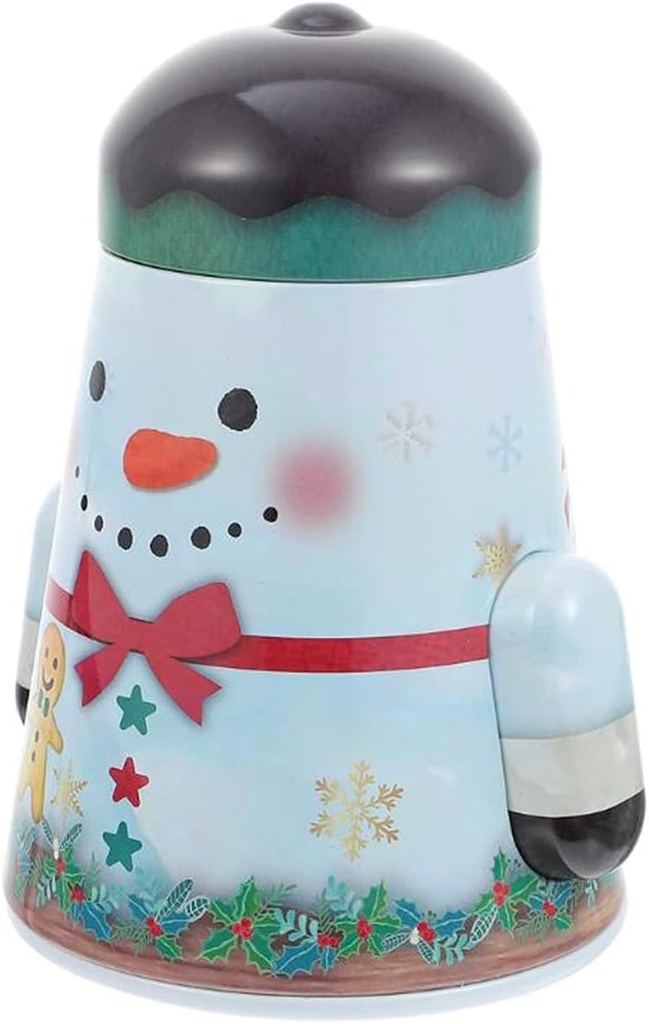 Christmas Candy Jars Snowman Shape Christmas Cookie Tins with Lids Empty Cookie Tins Creative Tumbler Boxes Food Tin Storage Containers for Gift Giving Candy Cookie Treats Chocolate Coin