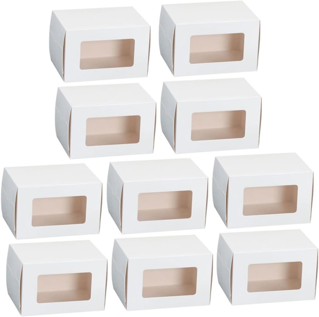 10pcs Window Dessert Packing Box for Cakes Pastries and Cupcakes Small White Bakery Boxes for Baking and Packaging
