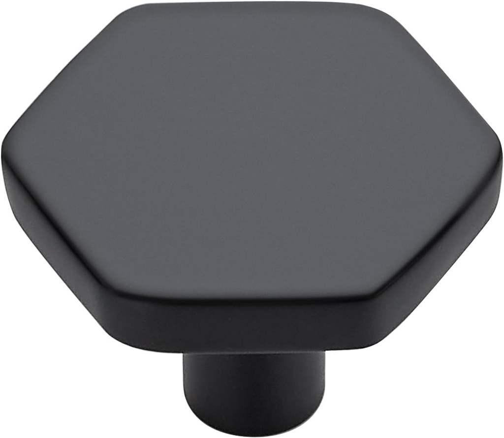 10 Pack Black Cabinet Knobs, Kitchen Cabinet Knobs Solid Closet Pulls for Kitchen Drawers, Hexagon Dresser Pulls for Closet Hardware 1.1"