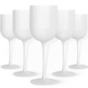 Blue Sky White Plastic Wine Goblets (5-Pack) - 12oz Elegant Disposable & Reusable Cups for Parties and Events
