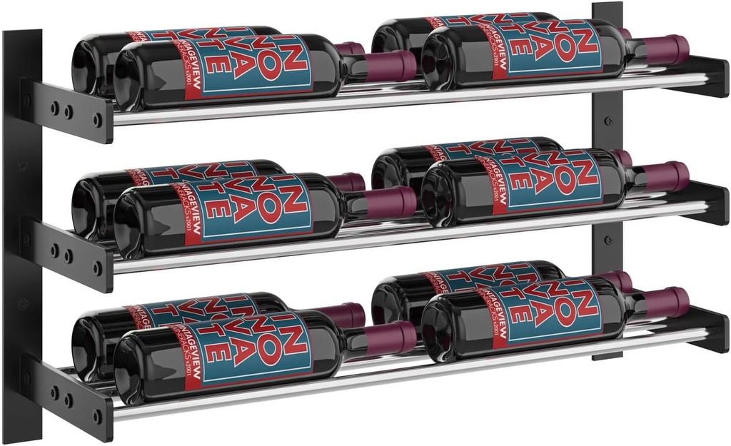 VintageView Evolution Wine Wall 15" 2C (12 Bottles) (Matte Black/Chrome)