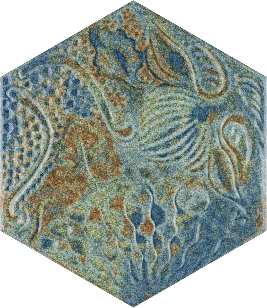 Merola Tile Gaudi React Hex Ocean 8-5/8" x 9-7/8" Porcelain Floor and Wall Tile