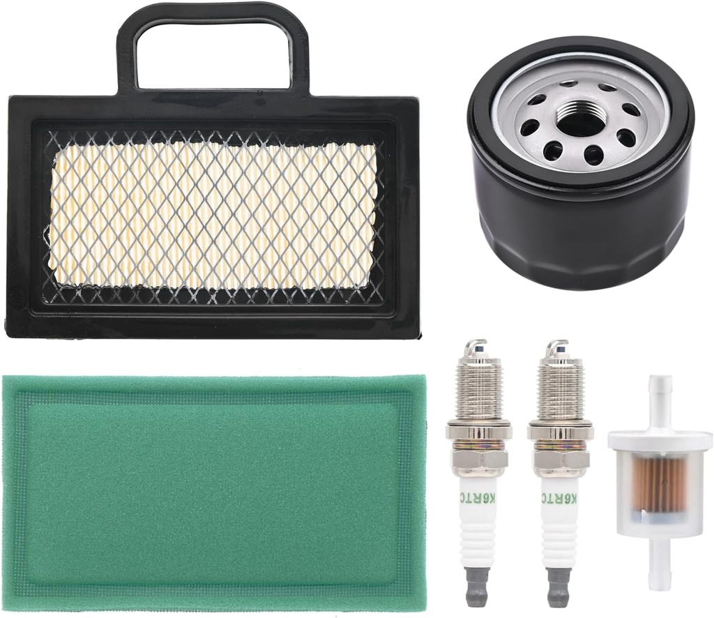 499486S 698754 Air Filter with with 492932S AM125424 Oil Filter Fits B&S Intek Extended Life Series V-Twin 18-26 HP Engine for John Deere L120 LA135 LA150 D140 D130 Lawn Mower Tractor