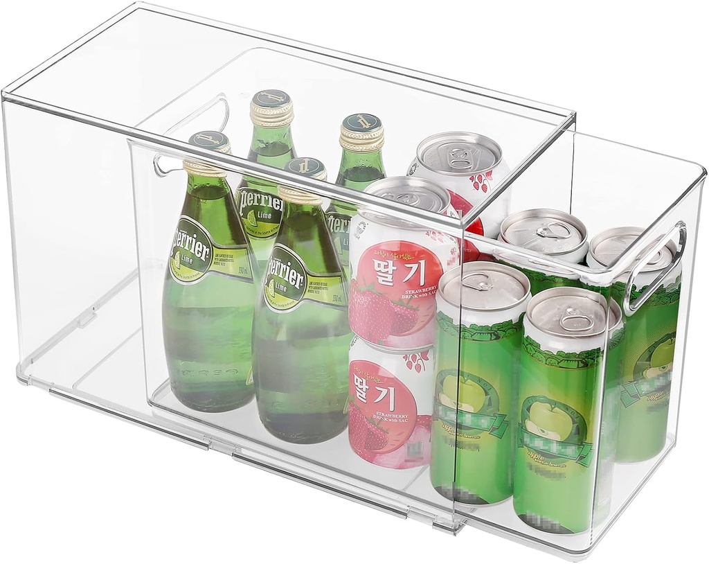Abiudeng Refrigerator Organizer Bins, Refrigerator Storage Bins Drawers Stackable Clear Fridge Organizer - BPA Free Plastic Storage Drawers