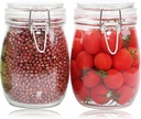 Glass Jars With Airtight Lid 24 Oz (Set Of 2) Wide Mouth Mason Glass Sealed Storage Canisters Leakproof For Coffee Sugar Nuts Spice Refrigerator Pickles & Preserves Tea For Fridge Kitchen Pantry