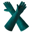 Gardening Gloves 23.6", Thorn-Resistant Long Gauntlet, Split Cowhide Leather Protective Gloves with Reinforced Palm, Fireplace/BBQ/Forge, Welding Heat-Resistant, Animal Handling Bite-Resistant