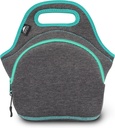 Nordic By Nature Neoprene Lunch Bag for Women & Lunch tote for Kids Insulated Lunch bag Reusable Washable Thick Durable Neoprene & Soft Cotton Feel, Outside Pocket, (M) Dark Gray/Lagoon