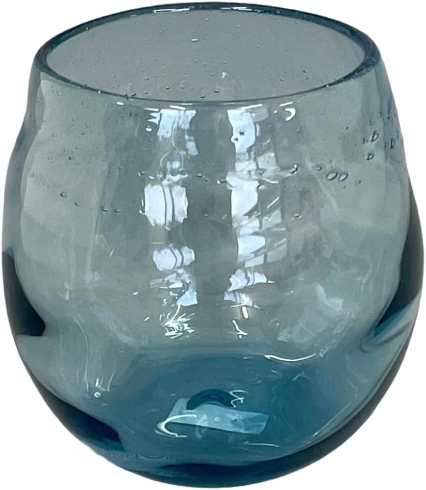 IPPINKA Blue Sea-Inspired Rock Drinking Glass - 2.6 in x 3.3 in - Handmade in Japan