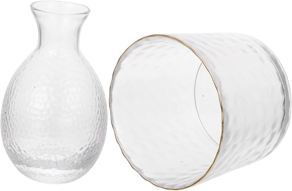 Sake Cup Set,Japanese Sake Cup,1 Set Ice Bucket Chinese Tea Cups Clear Dinnerware Set Dispenser Container Sake Glass Warmer Japanese Sake Pot Transparent