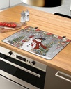 Christmas Countertop Burners Protection Mats for Kitchen, Snowman Christmas Tree Cardinal Bird Gray Rubber Stove Top Cover Mat, Heat Proof Mats Cooktop Cover for Counter Dish Drying Mat, 31"x24"
